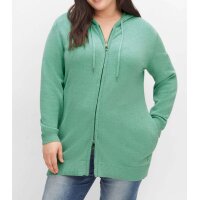 Reißverschluss-Strickjacke m. Kapuze, salbeigrün