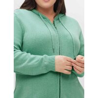 Reißverschluss-Strickjacke m. Kapuze, salbeigrün