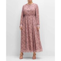 Maxi chiffon dress, rosé pattern