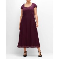 Satin-Chiffon-Abendkleid m. Pailletten, aubergine