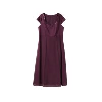 Satin chiffon gown with sequins, eggplant
