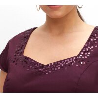 Satin-Chiffon-Abendkleid m. Pailletten, aubergine