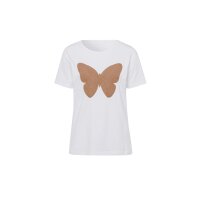 Shirt with butterfly application, ecru-camel