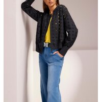 Lochmusterstickerei-Blouson, schwarz