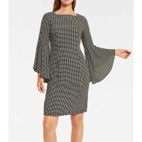 Dress, cream-olive-black