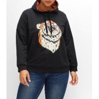 Kapuzensweatshirt mit Animal-Frontdruck, schwarz