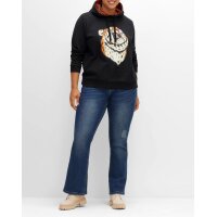 Kapuzensweatshirt mit Animal-Frontdruck, schwarz