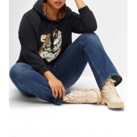 Kapuzensweatshirt mit Animal-Frontdruck, schwarz