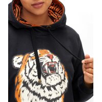 Kapuzensweatshirt mit Animal-Frontdruck, schwarz