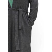 Knit coat with ribbed structure and tie belt, smoke grey