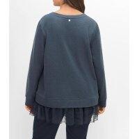 Sweatshirt mit Strasssteinen und Volant, nachtblau