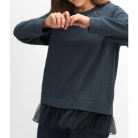 Sweatshirt mit Strasssteinen und Volant, nachtblau