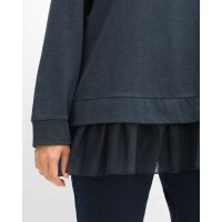 Sweatshirt mit Strasssteinen und Volant, nachtblau