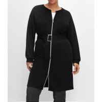 Long-Shirtjacke m. dekorativem Gürtel, schwarz