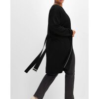 Long-Shirtjacke m. dekorativem Gürtel, schwarz