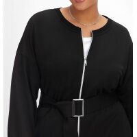 Long-Shirtjacke m. dekorativem Gürtel, schwarz
