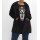 Longstrickjacke mit Kragen in Felloptik, schwarz