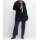 Longstrickjacke mit Kragen in Felloptik, schwarz