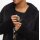 Longstrickjacke mit Kragen in Felloptik, schwarz