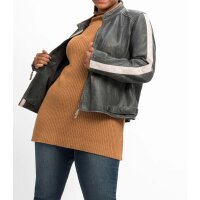 Biker-Lederjacke mit Kontraststreifen, blau-used