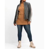Biker-Lederjacke mit Kontraststreifen, blau-used