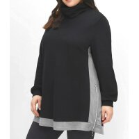 Sweatshirt m. Kontrasteinsätzen, schwarz