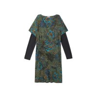 Marken-2-in-1-Jersey-Kleid, schwarz-oliv