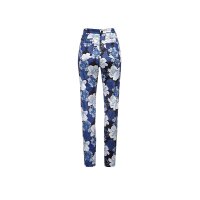 Stretchhose mit Blütendessin, ecru-marine