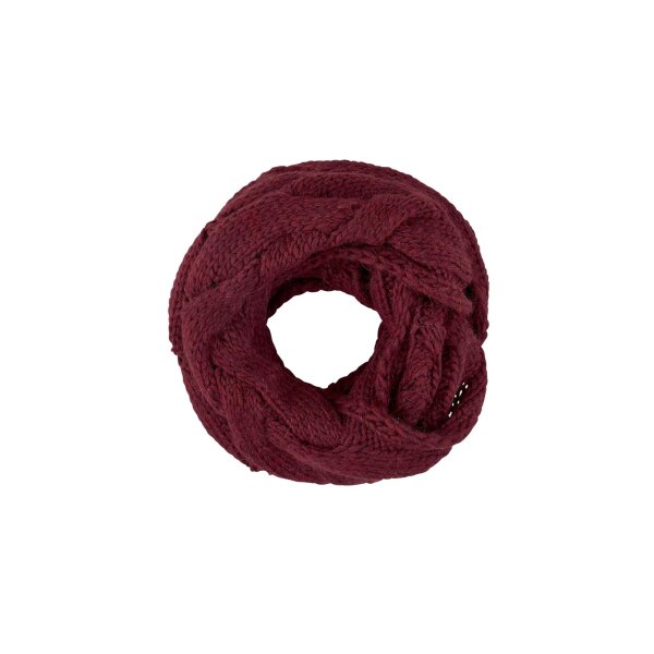 Woll-Loop-Schal mit Zopfstrickmuster, bordeaux