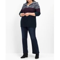 Colourblocking-Pullover m.Troyerkragen, blau-bordeaux