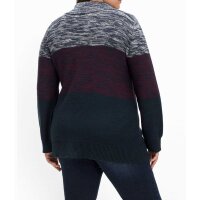 Colourblocking-Pullover m.Troyerkragen, blau-bordeaux