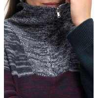 Colourblocking-Pullover m.Troyerkragen, blau-bordeaux
