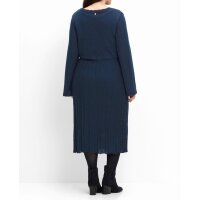 Wrap knit dress with jersey underdress, midnight blue