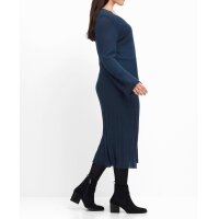 Wrap knit dress with jersey underdress, midnight blue