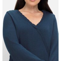 Wrap knit dress with jersey underdress, midnight blue