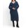 Wrap knit dress with jersey underdress, midnight blue