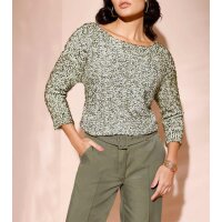 Bändchengarn-Pullover, ecru-khaki