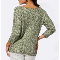Bändchengarn-Pullover, ecru-khaki