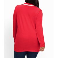 Pullover m. V-Ausschnitt und Polokragen, mohnrot