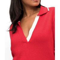 Pullover m. V-Ausschnitt und Polokragen, mohnrot
