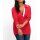 Pullover m. V-Ausschnitt und Polokragen, mohnrot