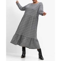 Millefleurs-Jerseykleid, schwarz-weiß