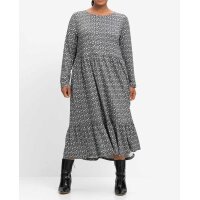 Mille fleures jersey dress, black-white