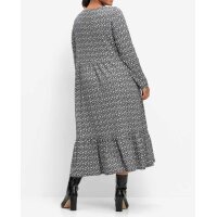 Mille fleures jersey dress, black-white