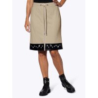 Rock mit Besatz in Leder-Optik, sesam