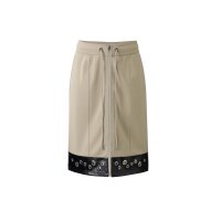 Rock mit Besatz in Leder-Optik, sesam