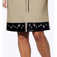 Rock mit Besatz in Leder-Optik, sesam