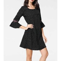 Designer-Druckkleid, schwarz-weiß