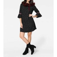 Designer-Druckkleid, schwarz-weiß
