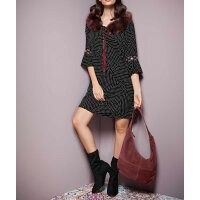 Designer-Druckkleid, schwarz-weiß